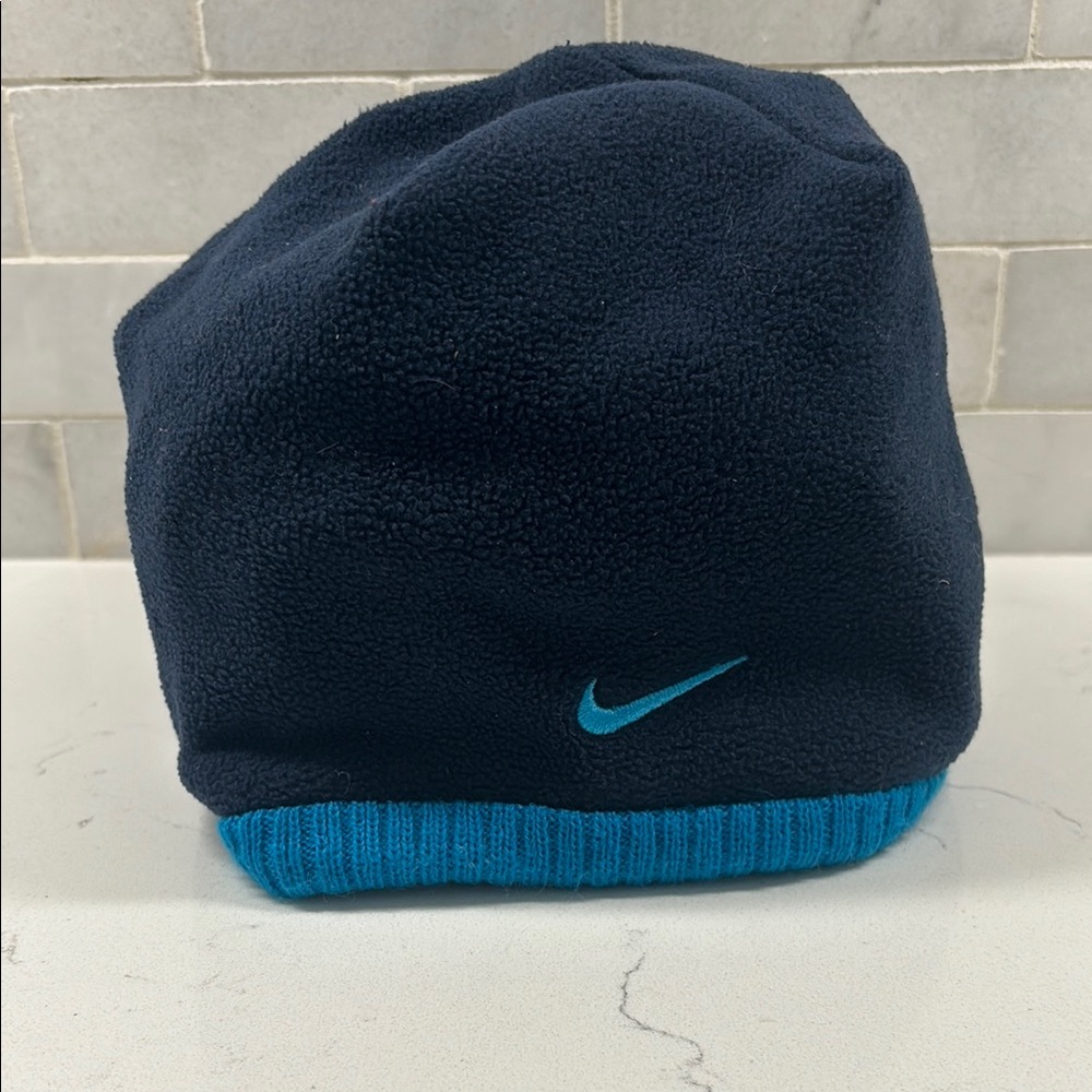 Youth Nike Beanie – Fleece Lined  Navy Blue & Teal